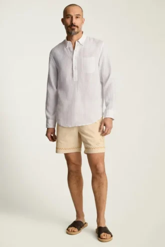 Camisa de lino sin botones para hombre para el día a día