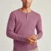 Camisas Henley de algodón y cáñamo de manga larga con tres botones