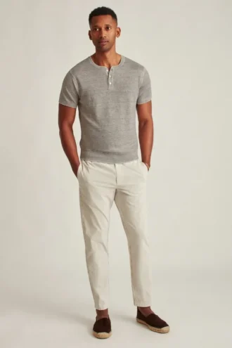 Camisas Henley de lino de manga corta