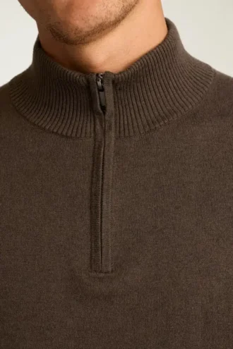 Camiseta de algodón y cachemira lavable con cremallera de un cuarto