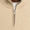 Camiseta de algodón y cachemira lavable con cremallera de un cuarto