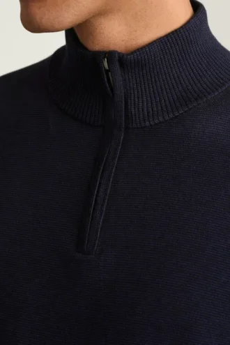 Camiseta de algodón y cachemira lavable con cremallera de un cuarto