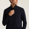 Camiseta de algodón y cachemira lavable con cremallera de un cuarto