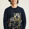 Camiseta de cuello redondo con tigre eléctrico