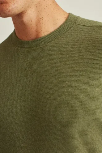 Camiseta de cuello redondo ligera de tejido waffle