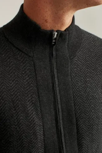 Chaqueta de algodón y cachemira con cremallera completa