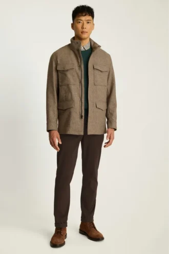 Chaqueta de campo de lana italiana con cuatro bolsillos