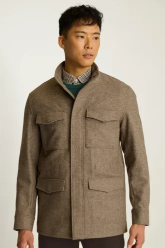 Chaqueta de campo de lana italiana con cuatro bolsillos