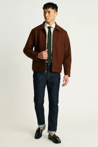 Chaqueta de lana cepillada italiana