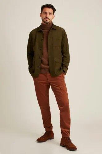 Chaqueta de trabajo de algodón italiano con acabado de ante