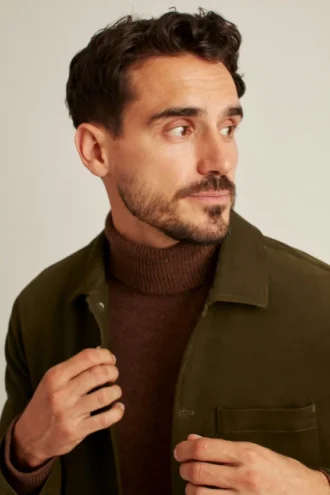 Chaqueta de trabajo de algodón italiano con acabado de ante