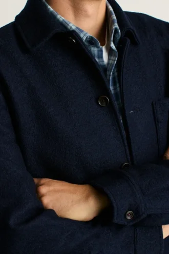 Chaqueta de trabajo de lana italiana cepillada