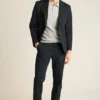 Chaqueta de traje de algodón elástico italiano