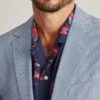 Chaqueta de traje italiana de seersucker elástico – Chaqueta de traje blanca y azul marino
