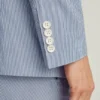 Chaqueta de traje italiana de seersucker elástico – Chaqueta de traje blanca y azul marino