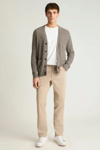 Cárdigan de lino y algodón italiano para hombre