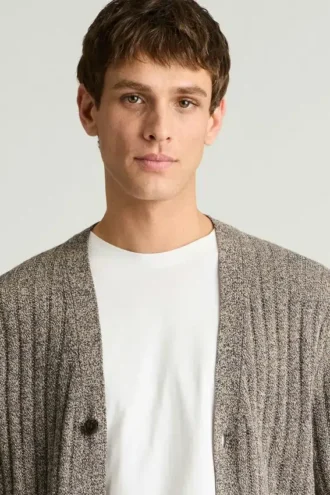 Cárdigan de lino y algodón italiano para hombre