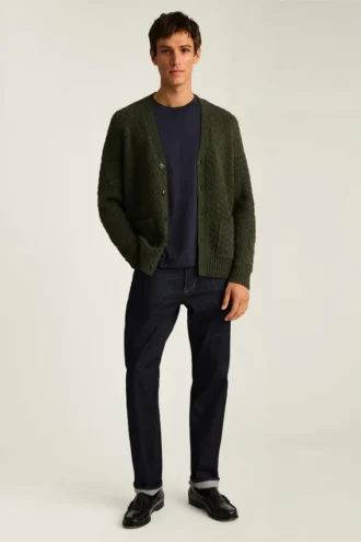 Cárdigan de punto trenzado para hombre de Bonobos | Mezcla de merino, estilo clásico