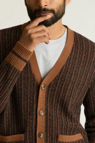 Cárdigan retro de merino extrafino
