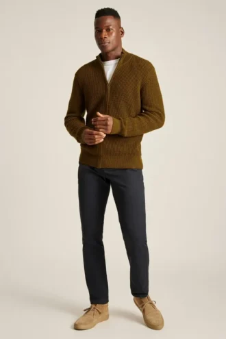 Jersey de cremallera completa con tejido de gofre