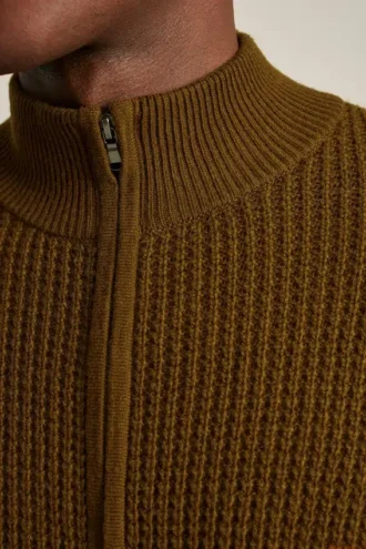 Jersey de cremallera completa con tejido de gofre