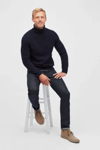 Jersey de cuello alto con trenzado de merino