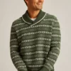 Jersey de cuello chal con motivos Fair Isle Jersey de cuello chal con motivos Fair Isle
