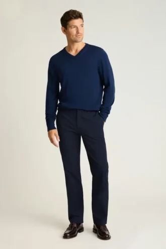 Jersey de cuello en V de lana merino lavable