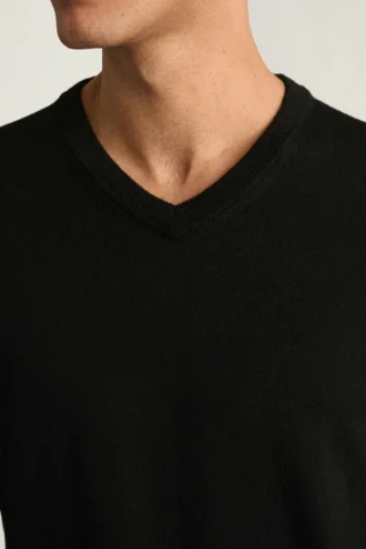 Jersey de cuello en V de lana merino lavable