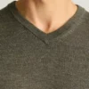 Jersey de cuello en V de lana merino lavable Jersey de cuello en V de lana merino lavable