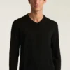 Jersey de cuello en V de lana merino lavable Jersey de cuello en V de lana merino lavable