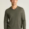Jersey de cuello en V de lana merino lavable Jersey de cuello en V de lana merino lavable