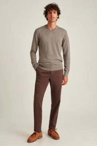 Jersey de cuello en V de merino lavable