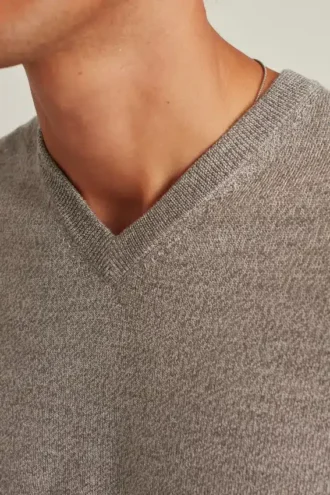 Jersey de cuello en V de merino lavable