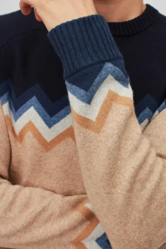 Jersey de cuello redondo con bloques de color