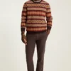 Jersey de cuello redondo con diseño Argyle Fair Isle Jersey de cuello redondo con diseño Argyle Fair Isle