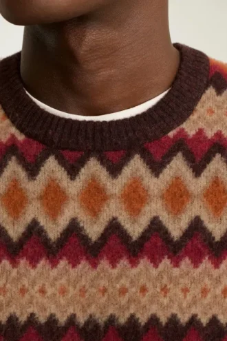 Jersey de cuello redondo con diseño Argyle Fair Isle