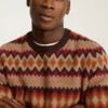 Jersey de cuello redondo con diseño Argyle Fair Isle Jersey de cuello redondo con diseño Argyle Fair Isle
