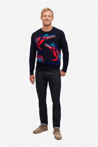 Jersey de cuello redondo con estampado de cocodrilos