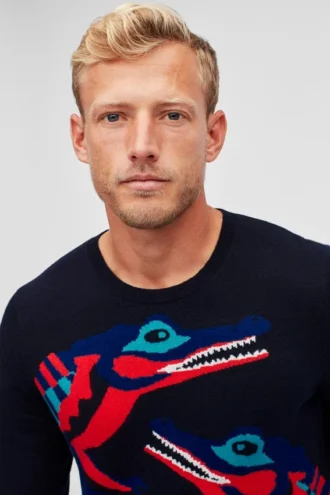 Jersey de cuello redondo con estampado de cocodrilos
