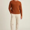 Jersey de cuello redondo con punto de pescador Jersey de cuello redondo con punto de pescador