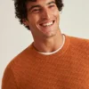 Jersey de cuello redondo con punto de pescador Jersey de cuello redondo con punto de pescador