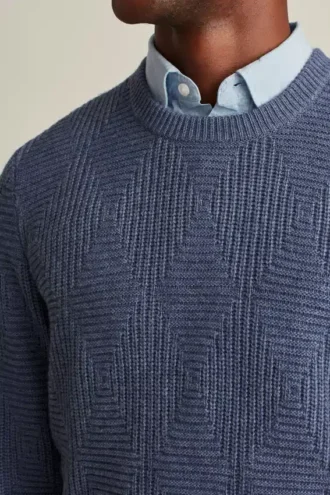 Jersey de cuello redondo con punto de rombos