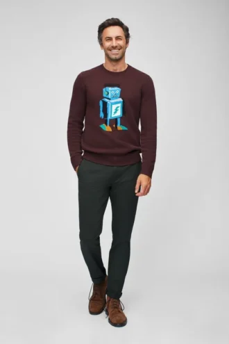 Jersey de cuello redondo con robot