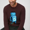 Jersey de cuello redondo con robot