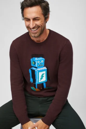 Jersey de cuello redondo con robot