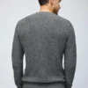 Jersey de cuello redondo con trenzado de algodón y cachemira Jersey de cuello redondo con trenzado de algodón y cachemira