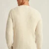 Jersey de cuello redondo con trenzado de algodón y cachemira Jersey de cuello redondo con trenzado de algodón y cachemira