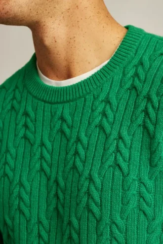 Jersey de cuello redondo con trenzado de lana