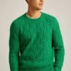 Jersey de cuello redondo con trenzado de lana Jersey de cuello redondo con trenzado de lana